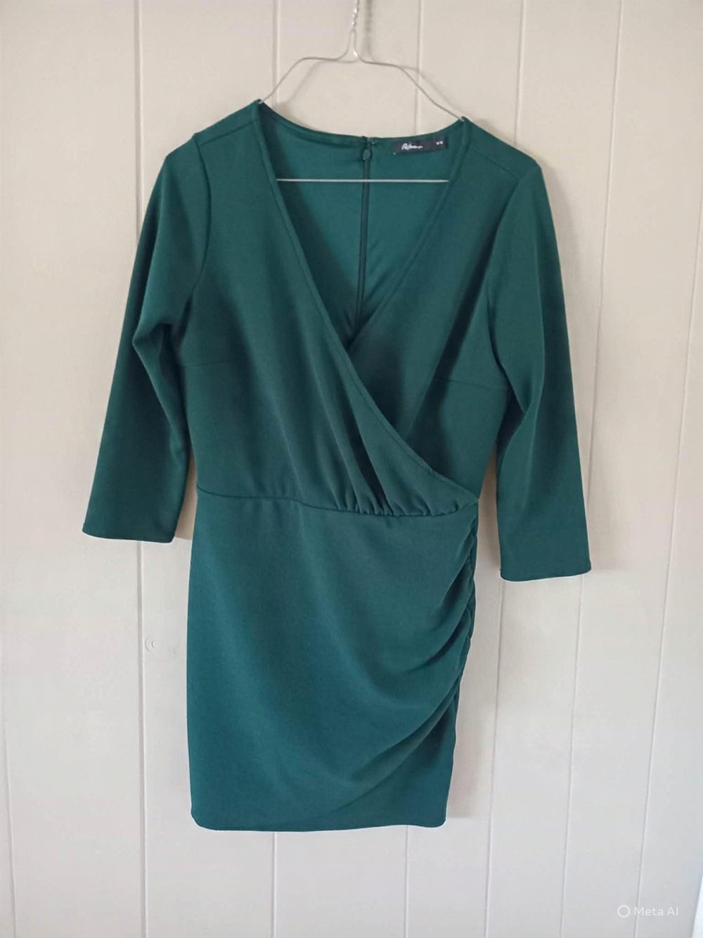 Reitmans Deep Teal Wrap-Style Long Sleeve Dress